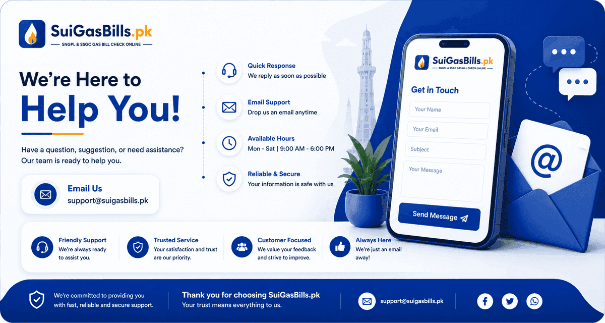 Contact SuiGasBills.pk — Sui Gas bill enquiries for SNGPL and SSGC consumers in Pakistan