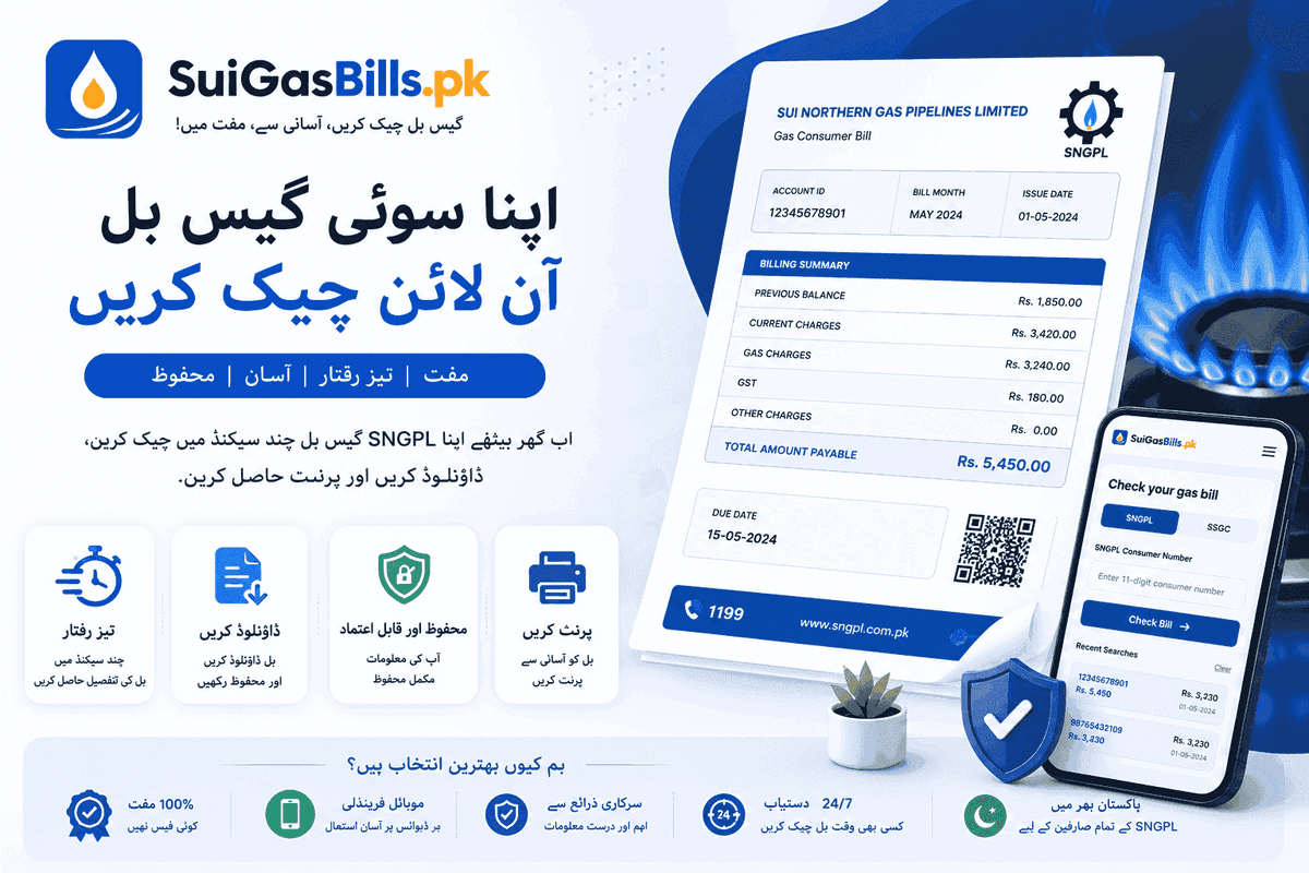 SNGPL bill check online — Sui Northern Gas